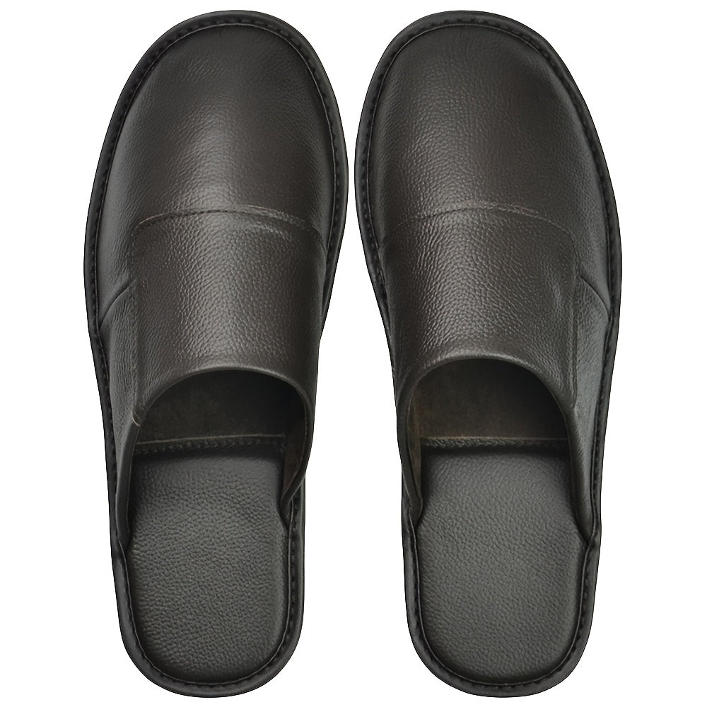 Spring Autumn Summer Leather Slippers Homes in Indoor Slipper Spring Autumn Summer Men Women Elderly Non-Slip Casual Single Slides Shoes