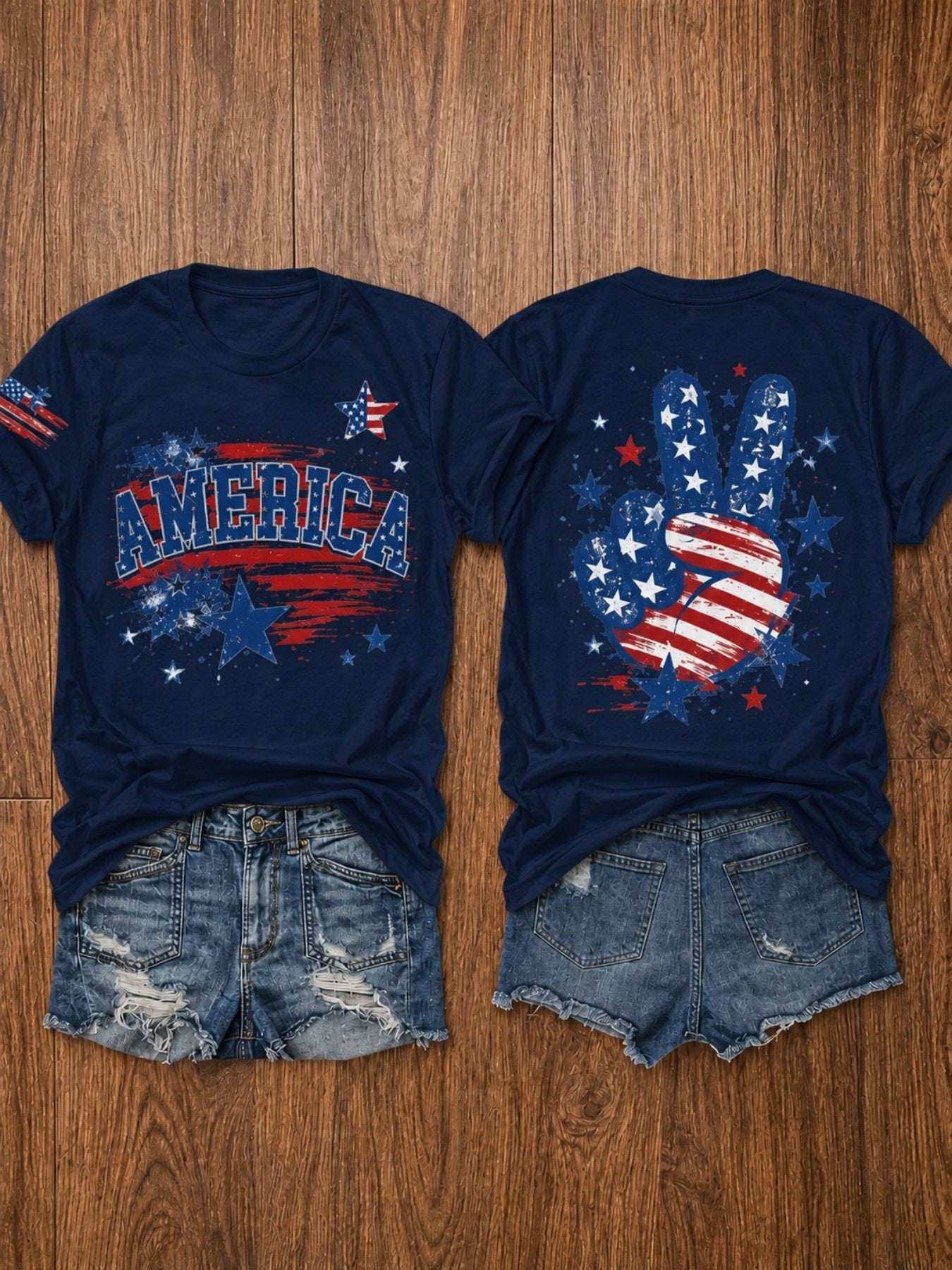 USA 250th Anniversary Independence Day American Flag Stars and Stripes Print Crew Neck T-Shirt, Summer Casual Vacation Women's Short Sleeve Top, Soft Stretch Fabric, Multiple Colors Available