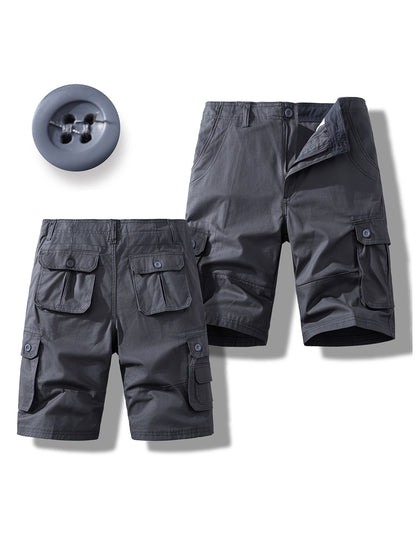 2-Pack Men'S New Multi-Pocket Work Shorts, 100% Pure Skin-Friendly And Breathable Fabric, Running, Travel, And Hiking Shorts, Wrinkle-Resistant And Durable Shorts