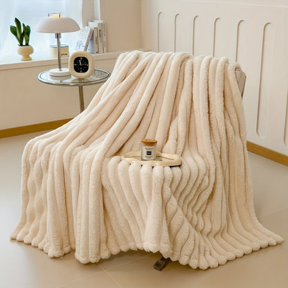 Faux Rabbit Fur Bed Blanket - Creamy Soft Oversized Style