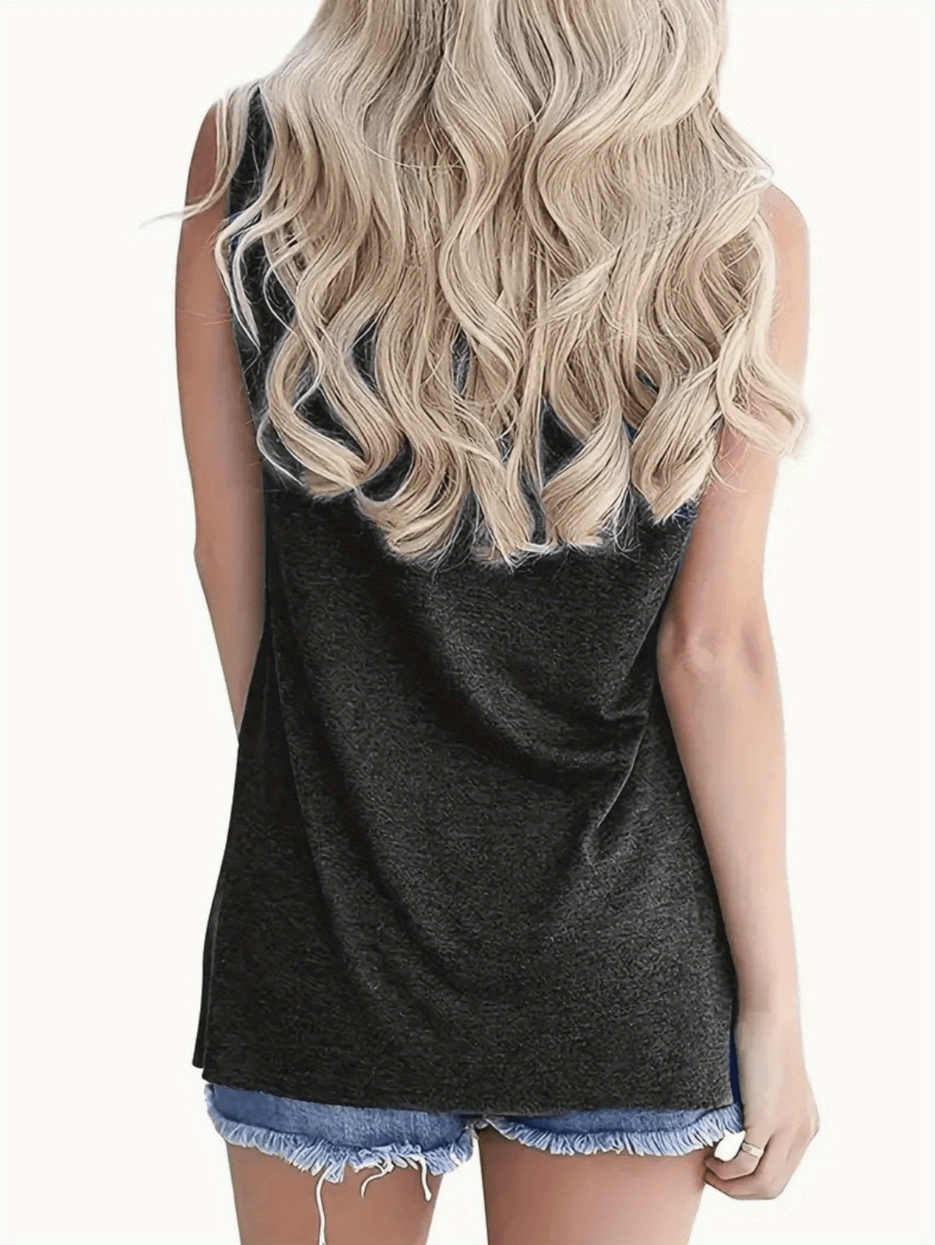 1pc, 180g Fashionable Crew Neck Tank Top - Drawing Printed Top for Women - Casual Short Sleeveless Crew Neck Shirt - Lightweight & Breathable Vest for All Seasons Wardrobe, Polyester