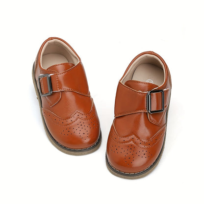 Toddler Little Big Boys Girls Oxford Dress Shoes, Brown Brogue Wingtip Adjustable Strap Shoes, Soft Non-Slip Wear-Resistant Sole, Breathable Lightweight Comfortable for School Wedding Party Daily Outdoor Wear
