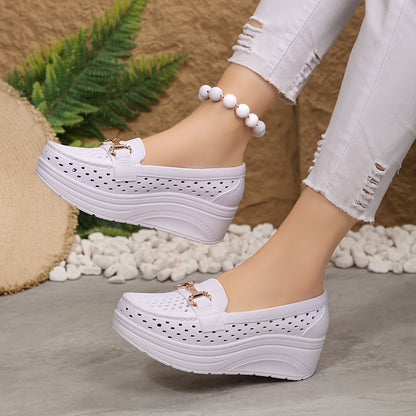 Women'S Casual Slip-On Wedge Heels - Light And Stylish, Suitable for All-Day Wear Hollow-Out Wedge: Versatile Shoes for Work And Weekends Sports Casual Fashion, Women Shoes