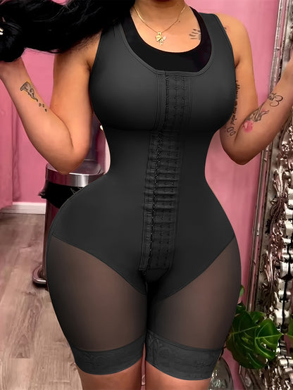 FeelinGirl Plus Size High Compression Fajas Colombianas Shapewear for Women - Full Body Tummy Control Suit with 3-Hook Front Closure, Curves Enhancer & Postpartum Bodysuit (No Padding) -