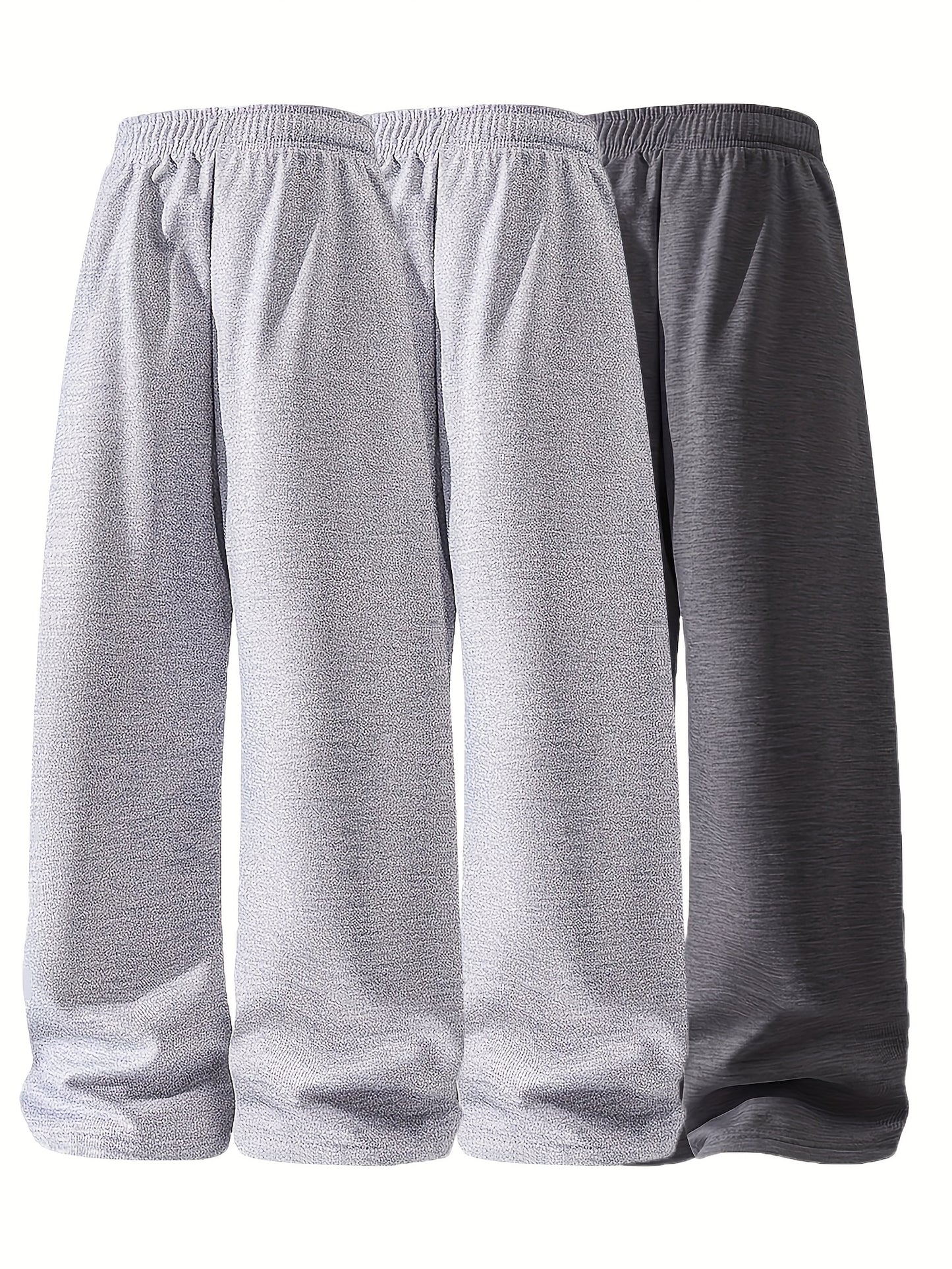 3pcs Men's Lightweight Soft Joggers - Loose Fit Straight Leg Pants Waist, Light Grey & Black/Dark Grey, All-Season Comfort Suitable for Gym, Casual Wear, Everyday Use - Straightforward Casual Style (Stock Available)