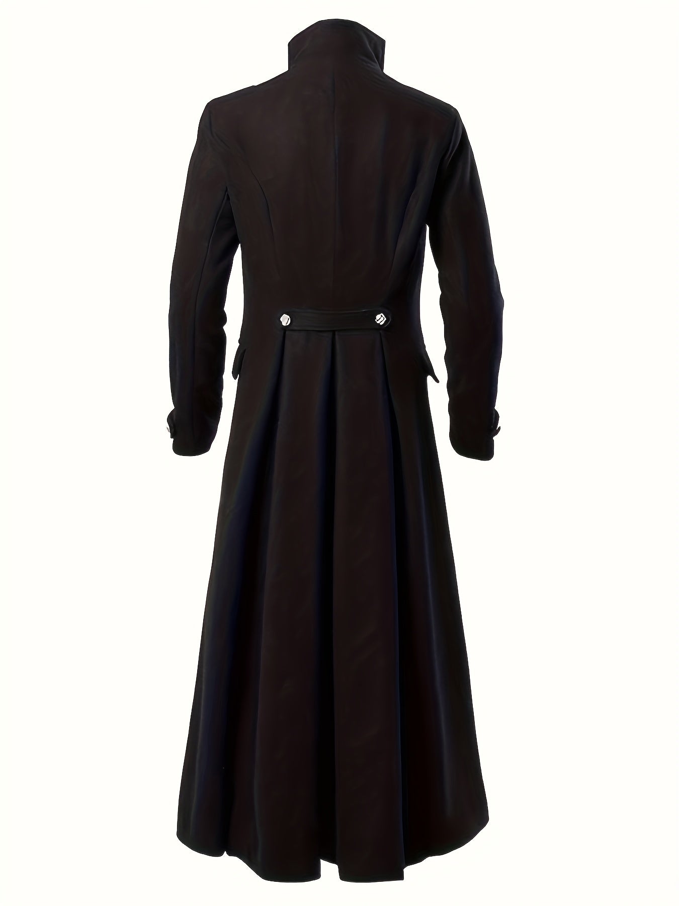 Men's Victorian Steampunk Gothic Long Black Jacket - Non-Stretch Durable Fabric, Stand Collar & Fine Pockets - Hand Wash Only for Cosplay, Themed Events, Retro Fashion - Must-Have for COS Lovers