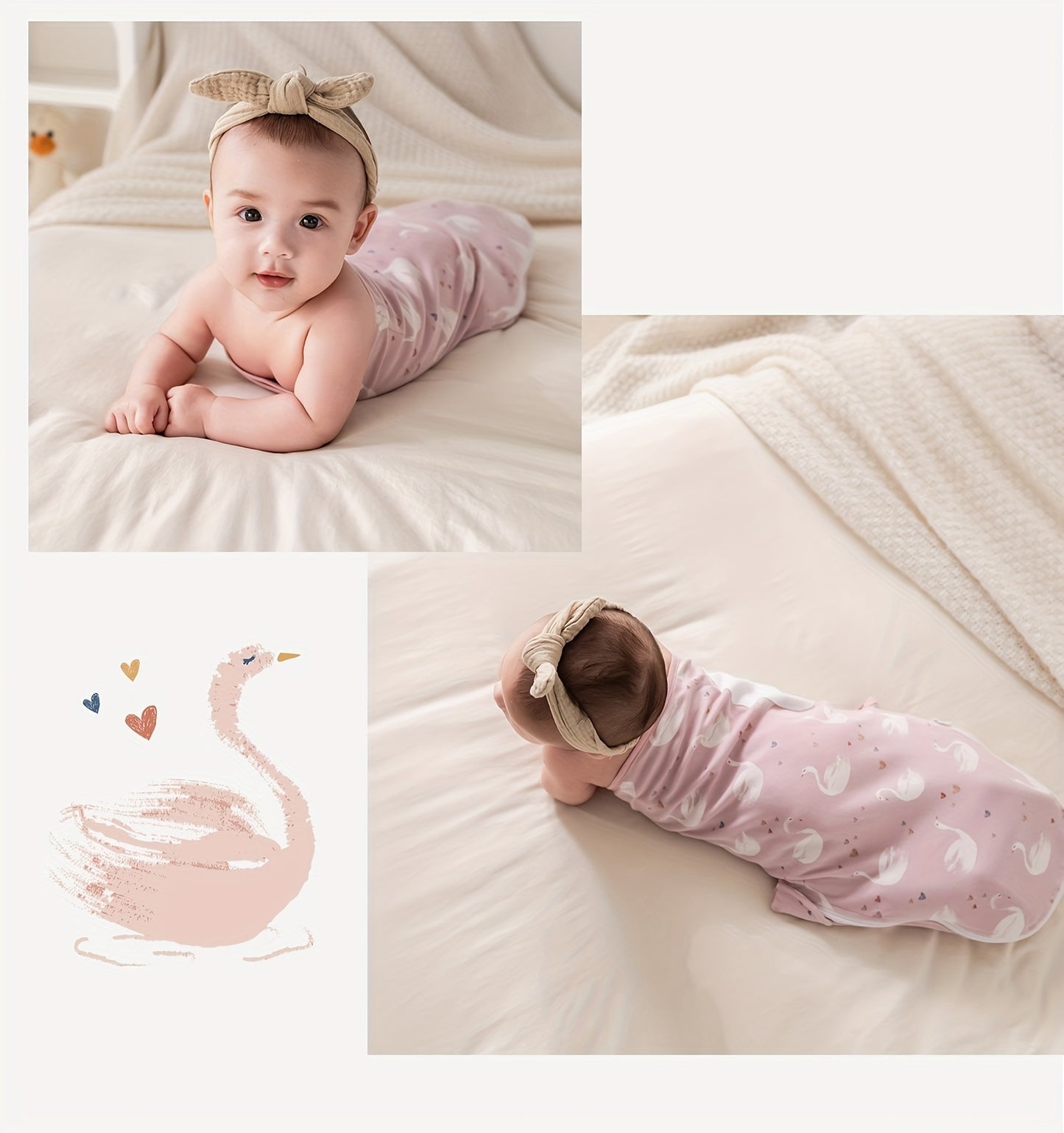 Baby Swaddle Sleeping With Zipper - Newborn Swaddle Sleeping , Suitable For Babies 0-4 Months Old. Features A Leg Zipper For Easy Diaper Changing; An Essential Item For Newborns.