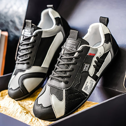 [Lightweight Sneakers for Men] Zhenyuezu Men's Lightweight Breathable Sneakers | All-Season Low-Top Lace-Up Shoes with Vibrant Color Block Design for Outdoor Hiking, Casual Streetwear & Daily Use - Durable Fashionable Christmas Gift