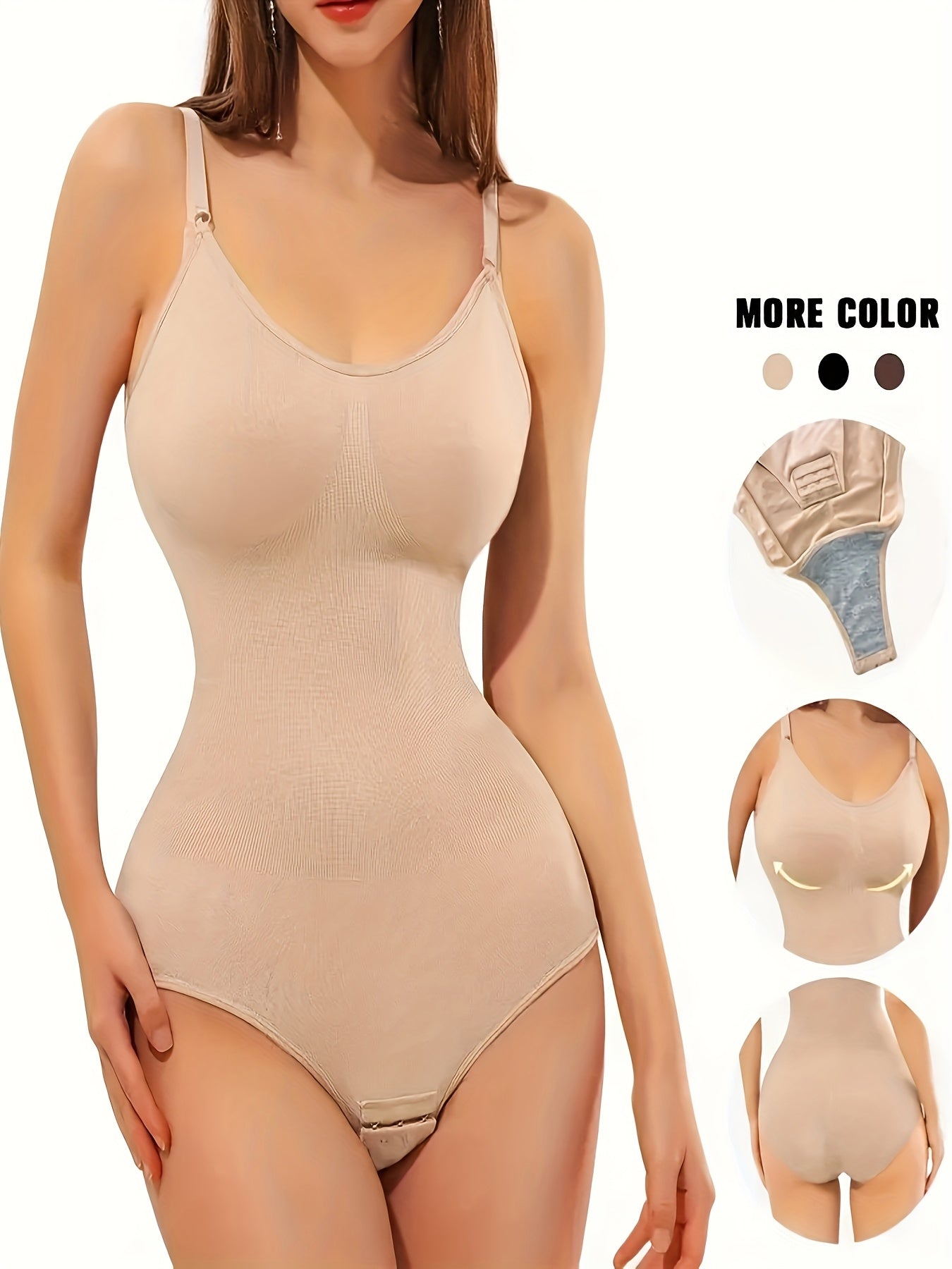 3 Seamless Shapewear Bodysuits with Functions Of Abdominal Compression, Hip Lifting, And Hip