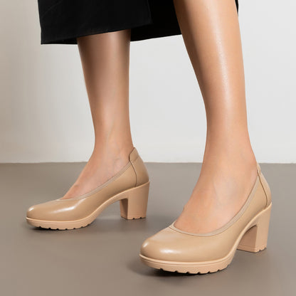 Women's Chunky Closed Toe Low Block Heels Work Pumps Comfortable Round Toe Dress Wedding Shoes One Foot Kick Design Fashionable Bride Bridesmaid Wedding Party Party Holiday Formal Shoes