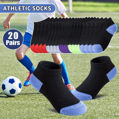 Kids' Athletic Ankle Socks - 20-Pair Pack