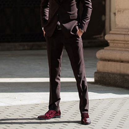 Men's formal tuxedo shoes classic patent velvet lace-up formal oxford shoes for wedding dresses
