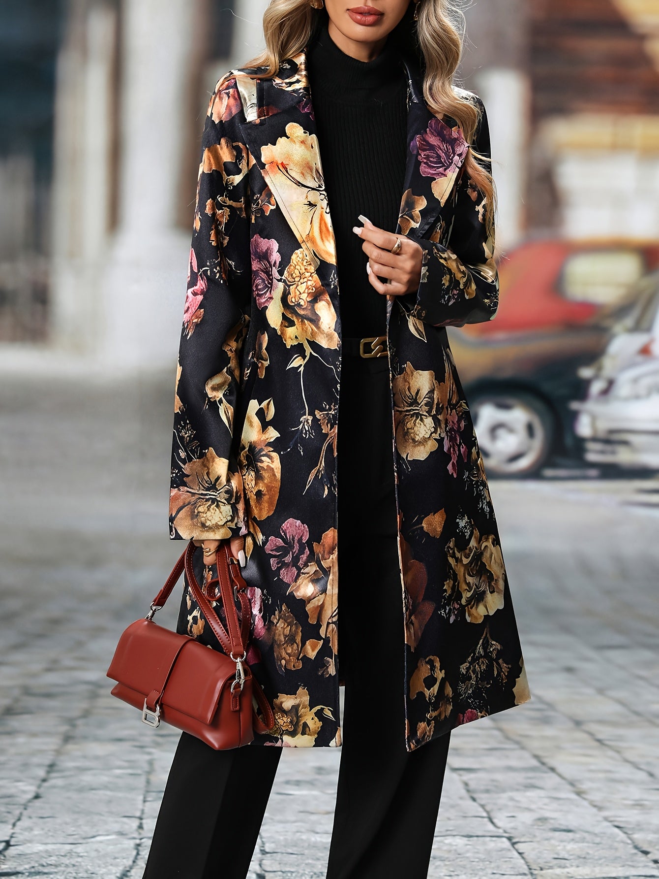 Long-sleeved Floral Pattern Single-breasted Suit Jacket