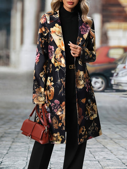 Long-sleeved Floral Pattern Single-breasted Suit Jacket