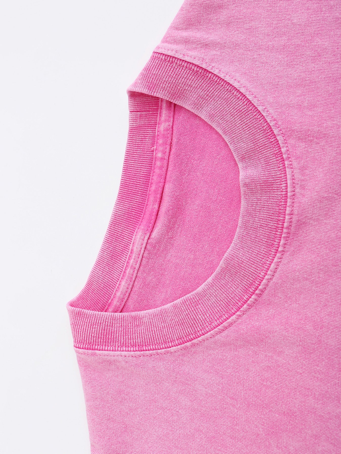 Ladies' American Retro Pink T-shirt 230G Fabric Overstimulated Letter Print Large Casual Washed Short Sleeved Shirt