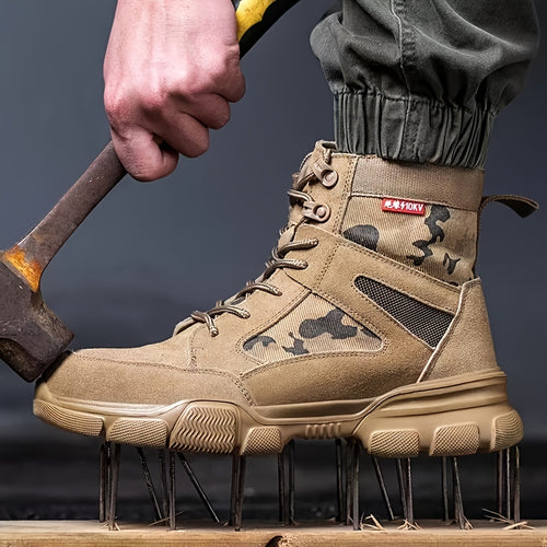 Men's Popular Safety Shoes, Men's Steel Toe And Puncture  Breathable Work Boots, Men's Work Shoes, Labor Protection Shoes
