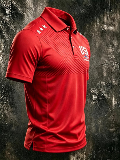 USA 1776-2026 250 Years of Freedom, Men'S Short-Sleeve Polo Shirt, Golf Polo Shirt, Polyester Fiber Fabric, Lightweight And Breathable, Suitable for Anniversary Celebrations