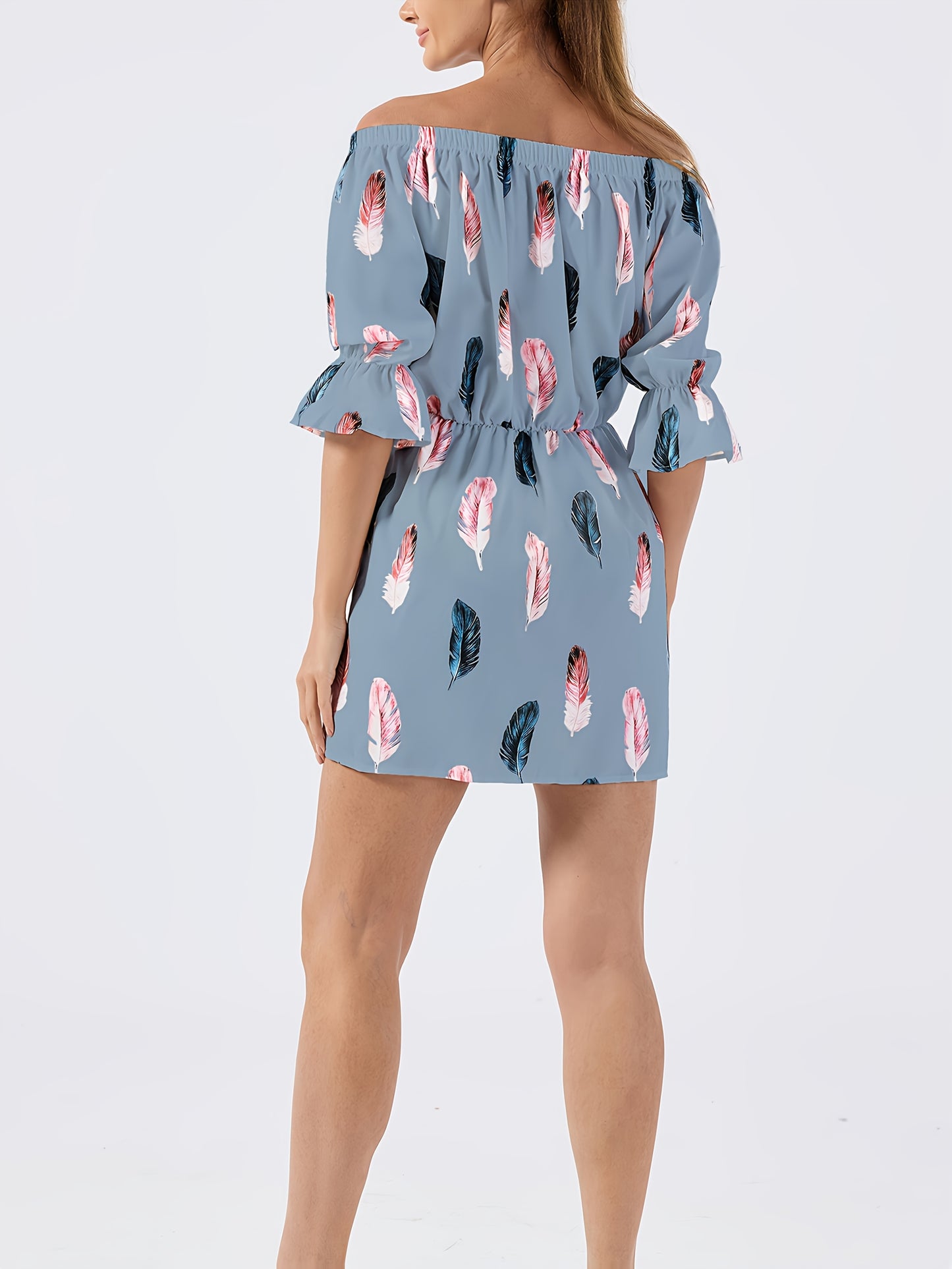 Elegant Off-Shoulder Ruffle Blouse with Vibrant Print, Women'S Chic Long Sleeveless Shirt, Perfect for Spring/Summer Casual Or Formal Occasions, Ladies Blouse
