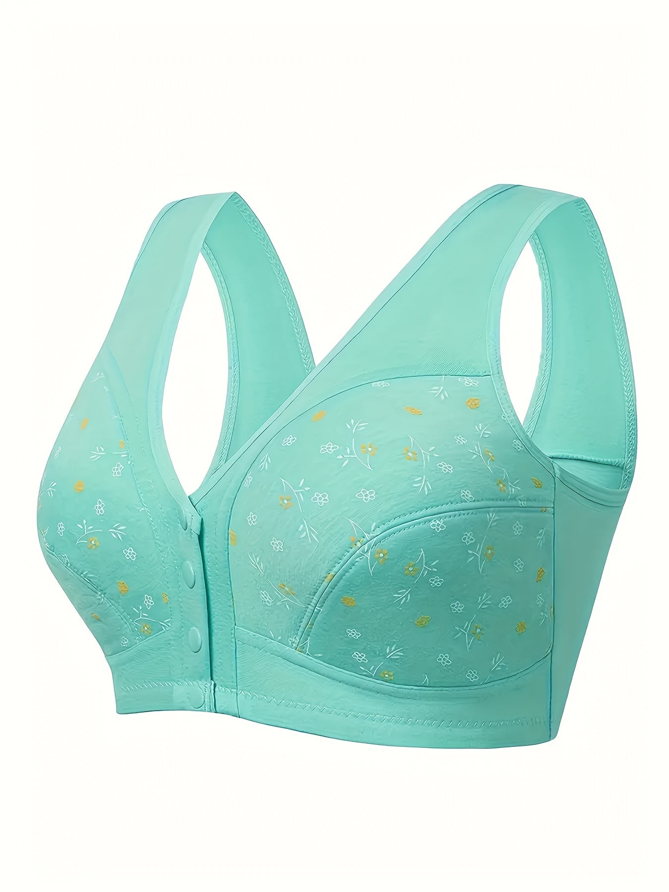 3pcs Plus Size Printed Front-Closure Bra Set Elegant Full-Cup Wire-Free Comfort Bras Women's Lingerie & Underwear Sets Everyday Bras Fashion Underwear Skin-Friendly Fabric Soft Material Padded Bras Seamless Underwear