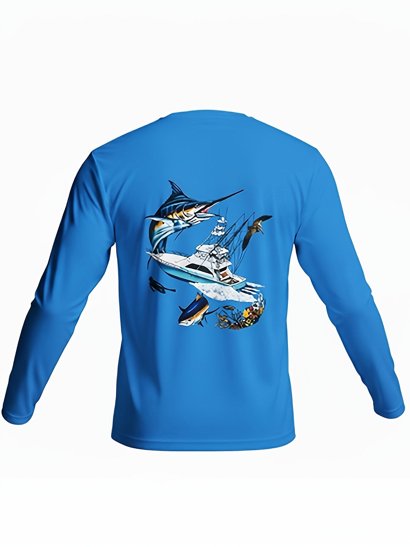 3pcs Men's Graphic Long-Sleeve Shirts for Men SPF UPF 50+ Fishing T-Shirt Quick-Dry Lightweight