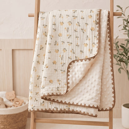 Baby Blanket for Boys Girls, Double Layer Soft Cotton Muslin Baby Blanket, 40" X 40" Lightweight Soft Swaddle Blanket for Newborn Unisex