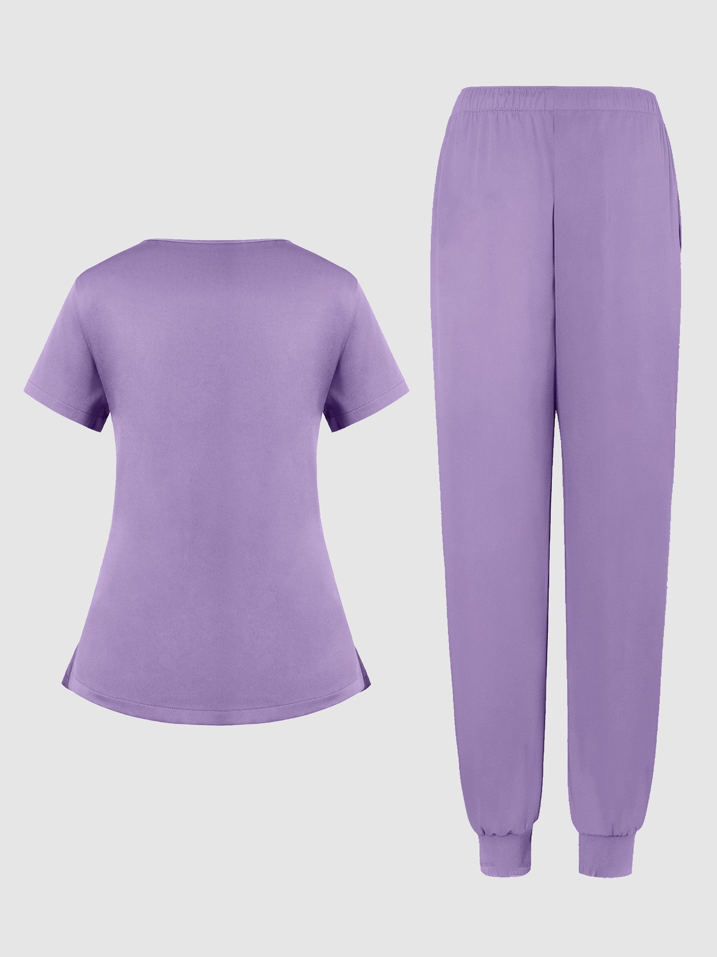 2pcs Set Of Women's V-neck Matte Breathable S Uniform Pocket Hand Washing Work Clothes Brush Hand Clothes Tying Feet Pants Set