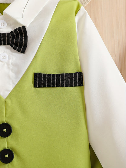 Baby Clothing, Baby Products, Baby Spring And Autumn Suits, Wedding And Birthday Party Gifts, Suits, Fake Two-Piece Long Sleeved Tops And Pants, Children'S Gentleman Suits, School Season Hot Items, Baby Boy Birthday Gifts, Valentine'S Day Gifts