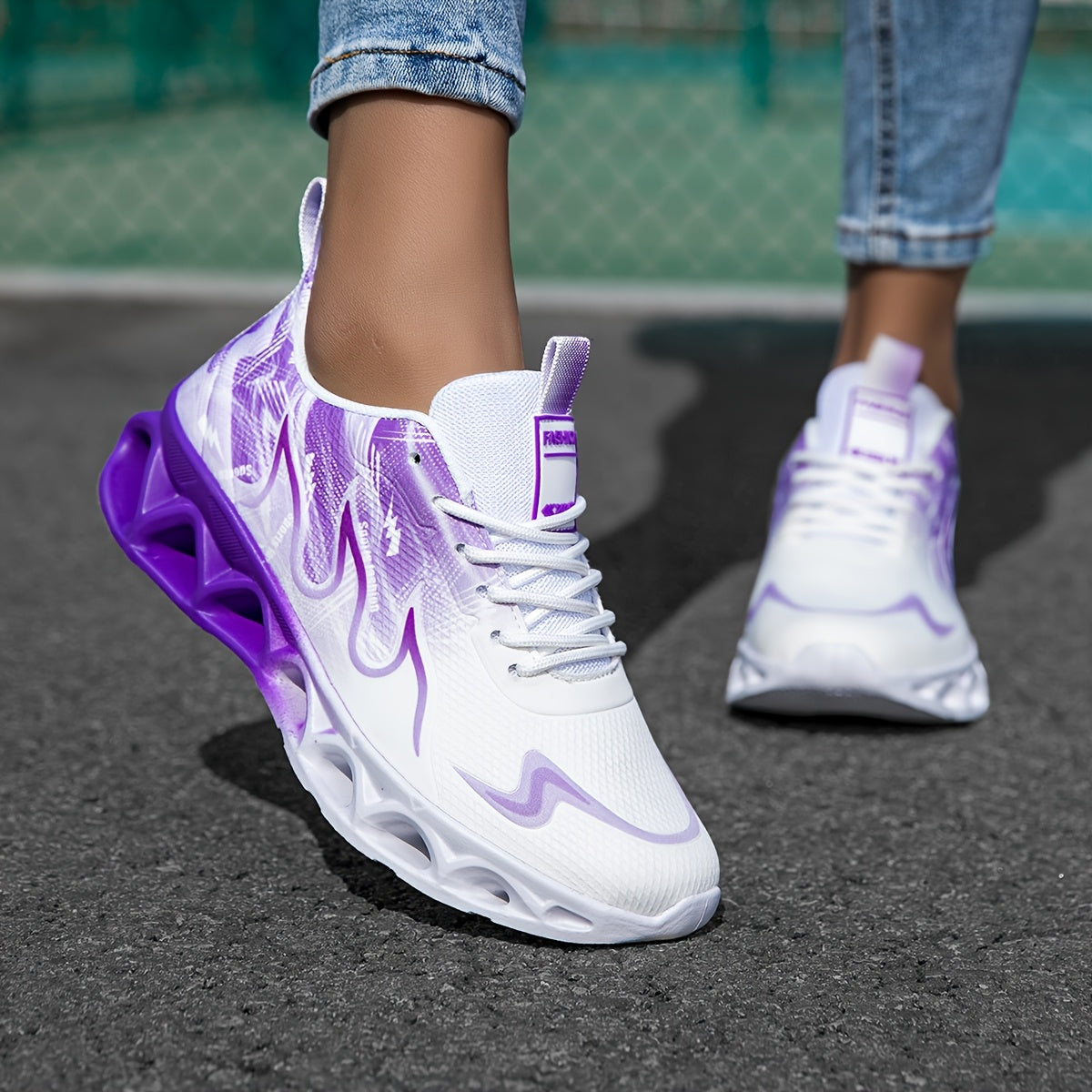 Breathable Lightweight Women'S Summer Sneakers - Comfortable Non-slip Lace-up Shoes - Random Printed Sole Casual Running Shoes