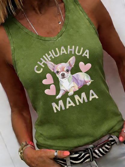 Light Grey Polyester Printed V-Neck Tank Top - product view 13