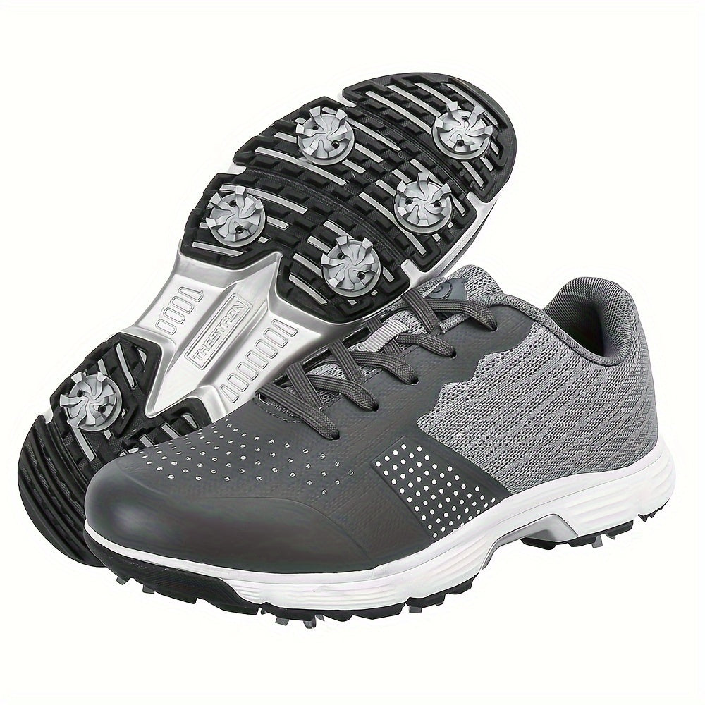 Men's Comfy Golf Shoes Spikes Breathable Outdoor Golf Training Sport Sneakers Non Slip, Spring And Autumn