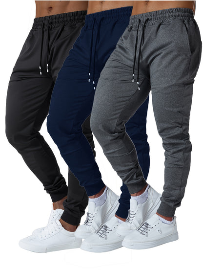 Set of 3 Men'S Athletic Joggers, Stylish Sweatpants for Sports