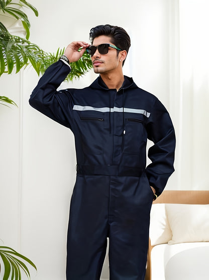 One-Piece Workwear Set with Multiple Zippered Pockets, Comfortable Fit, Machine Washable, And All-Season for Gardening, Post Office, And Auto Repair Shops