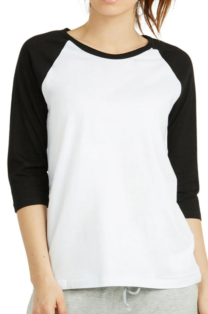 LADIES COTTON BASIC BASEBALL TEE