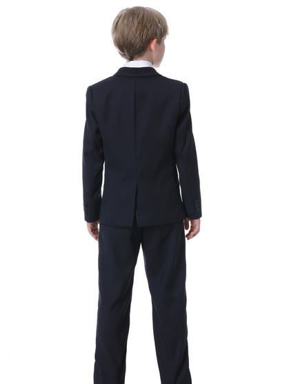 NIMBLE Boys Formal Suit Set Jacket Vest Trousers 3pcs 3-13Y Children Party Clothes Host Wedding Available In Four Colors Blue Black Khaki Navy Blue