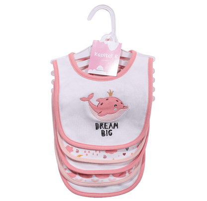 Kapital K 5pcs! Double - Layered Absorbent Cotton 5 - Piece Set with Cartoon Embroidery and Magic - Tape Adjustable Feeding Bibs for 0 - 3 Year - Olds, Boys & Girls
