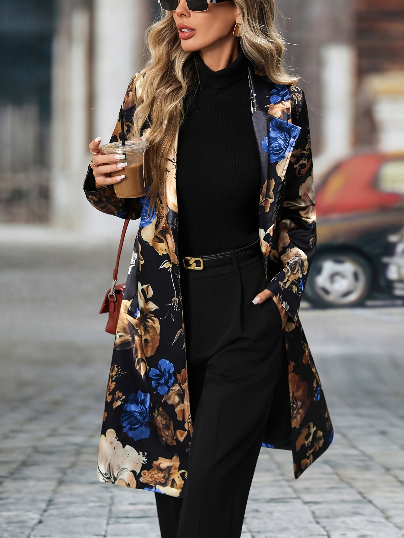 Long-sleeved Floral Pattern Single-breasted Suit Jacket