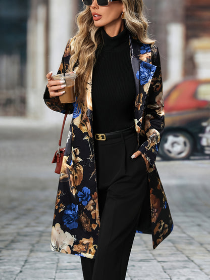 Long-sleeved Floral Pattern Single-breasted Suit Jacket