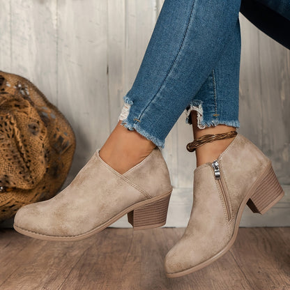 Women's Pointed Toe Fashionable Versatile Ankle Boots with a Low Flat Heel, Women Shoes