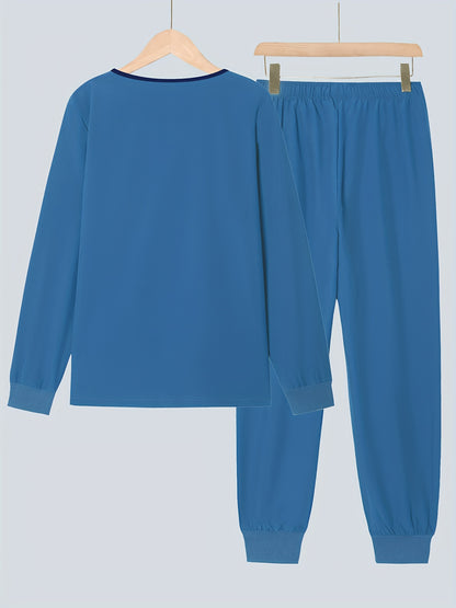 2pcs Women's V-Neck Matte Suit with Long Sleeve Stretch S Uniform Work Clothes Washable Pockets Breathable Elastic Top And Waist Cord Pocket Pants Set