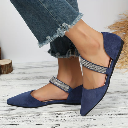 [Versatile Comfortable Shoes] Women's Spring And Autumn New Fashionable, Suitable for Pairing with Coffee Tee Versatile, Comfortable, Breathable, Lightweight, Water Diamond Pointed Shoes, Women Shoes