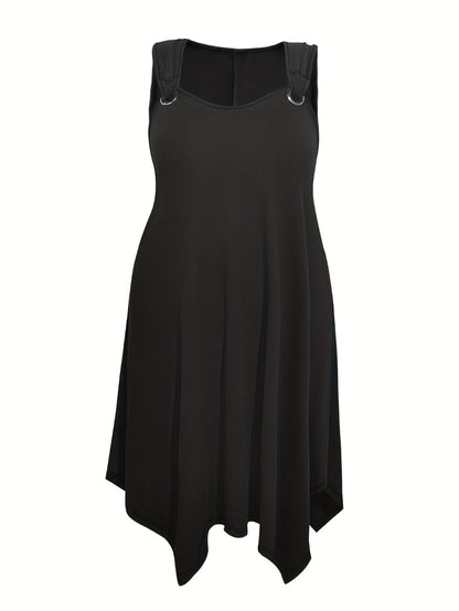 Women's Solid Crew Neck Slip Dress - Sleeveless Easy Styling