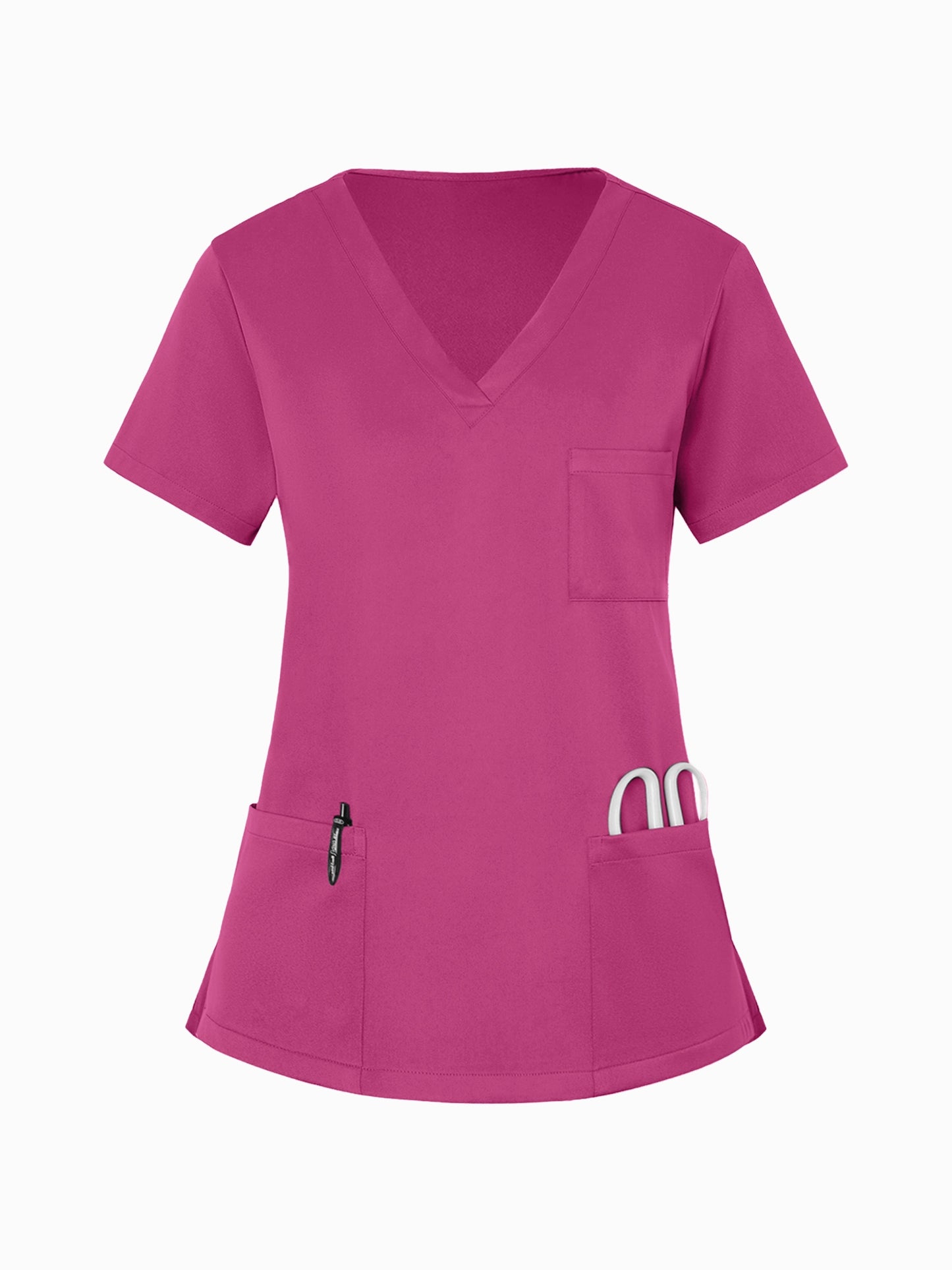 2pcs Set Of Women's V-neck Matte Breathable S Uniform Pocket Hand Washing Work Clothes Brush Hand Clothes Tying Feet Pants Set