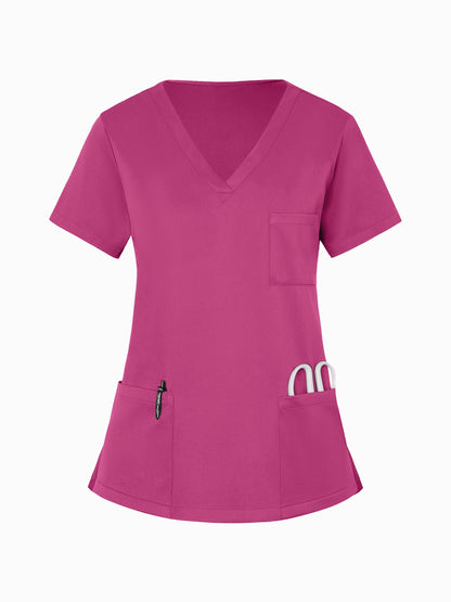 2pcs Set Of Women's V-neck Matte Breathable S Uniform Pocket Hand Washing Work Clothes Brush Hand Clothes Tying Feet Pants Set