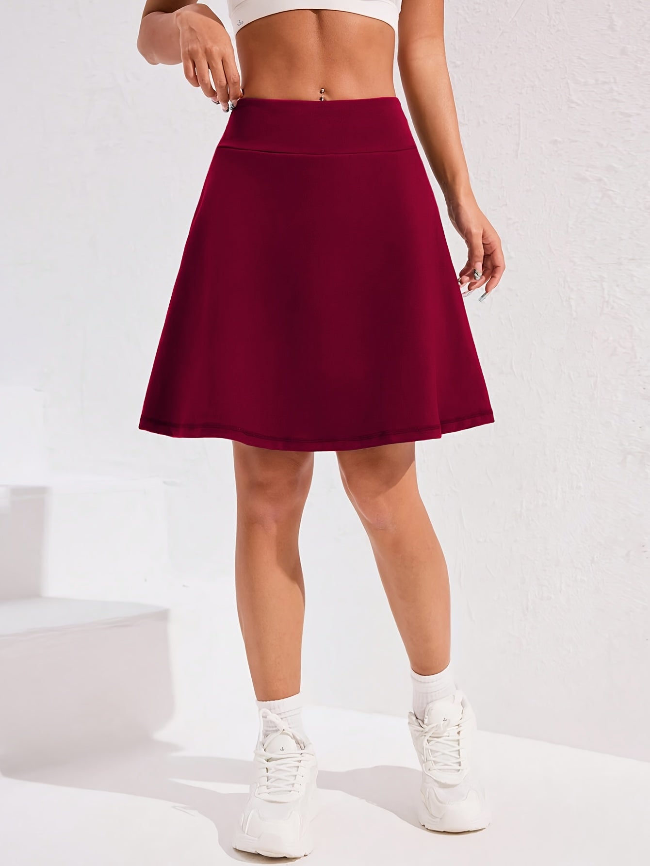 20-Inch Knee-Length Skorts for Women Featuring Five Pockets, High-Waisted Design, Suitable for Tennis And Golf, Long Athletic Skirt with Built-In Shorts