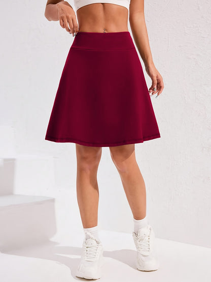 20-Inch Knee-Length Skorts for Women Featuring Five Pockets, High-Waisted Design, Suitable for Tennis And Golf, Long Athletic Skirt with Built-In Shorts