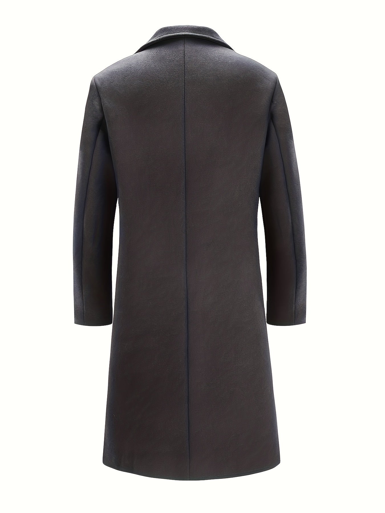 Mens Long Trench Coat Single Breasted Wool Blend Pea Coat Warm Winter Overcoat with Pockets