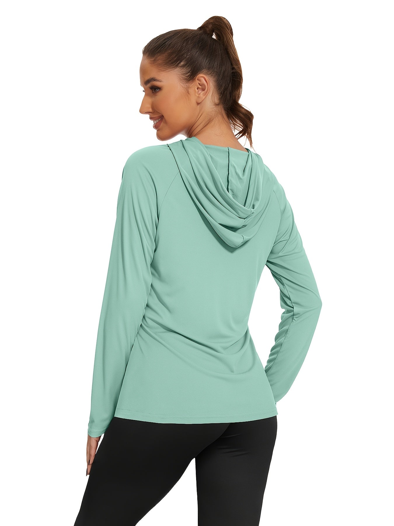 4pcs Set Women'S Hooded Shirt, Lightweight Quick-dry Hooded Shirt Women'S Casual Long-sleeved T-shirt Solid Color Multi-piece Set, Suitable For Sports Such As Fishing, Outdoor Activities, And Fitness