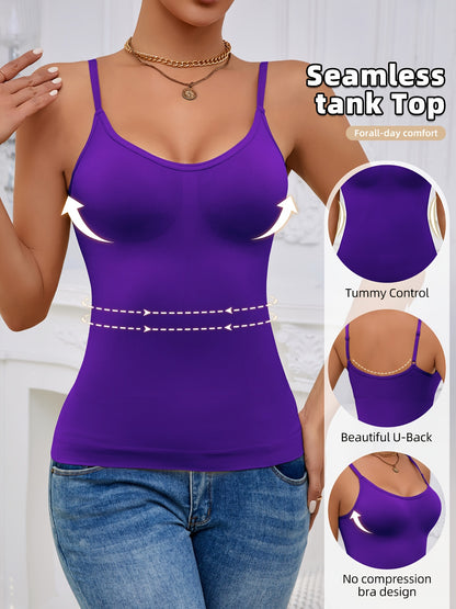 7pcs Set Women's Shapewear Camisole, Adjustable Straps Sleeveless Waist Cincher Tank Top, Waist Cincher Camisole, Body Shaping Top, Smooth Silhouette, Elegant Shapewear, Highquality Shapewear, Stretchy Fabric, Fitted Bodysuit, Women's Shaping Tank