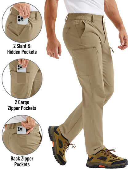 Men'S Cargo Pants Spring Hiking Trousers Quick-Dry Ripstop Stretch Fabric Breathable Moisture-Wicking Lightweight Elastic Waist And 3D-Cut 6 Pockets Outdoor Pants for Fishing Travel Camping, Work in Spring And Summer