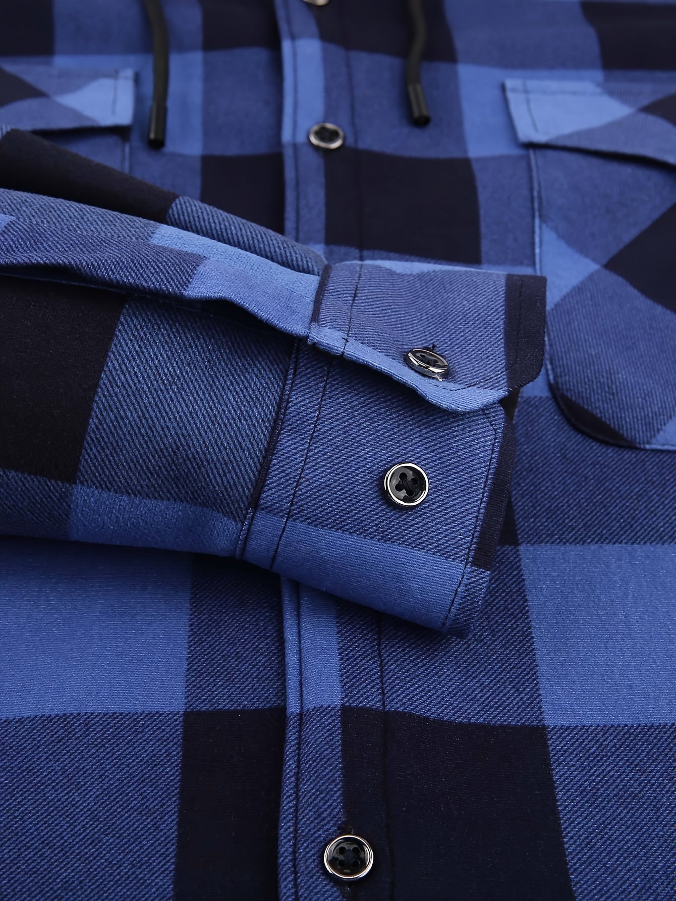 New Men'S Plaid Hooded Long-Sleeved Shirt Outdoor Casual Shirt Jacket | Flannel with Pocket Double Bag Double | Inner Lining Is Thickened | Thermal Shirt